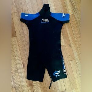 Kids Shorty Swim Wetsuit - Black and Blue